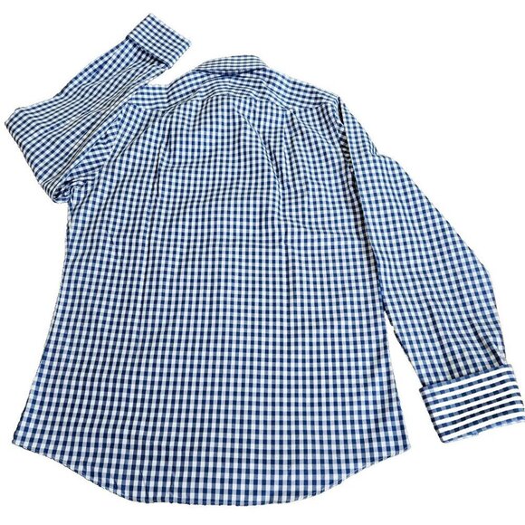 Charles Tyrwhitt Shirt Mens 15.5 Plaid Non Iron Slim Fit French Cuff LS Buttons - Picture 12 of 15